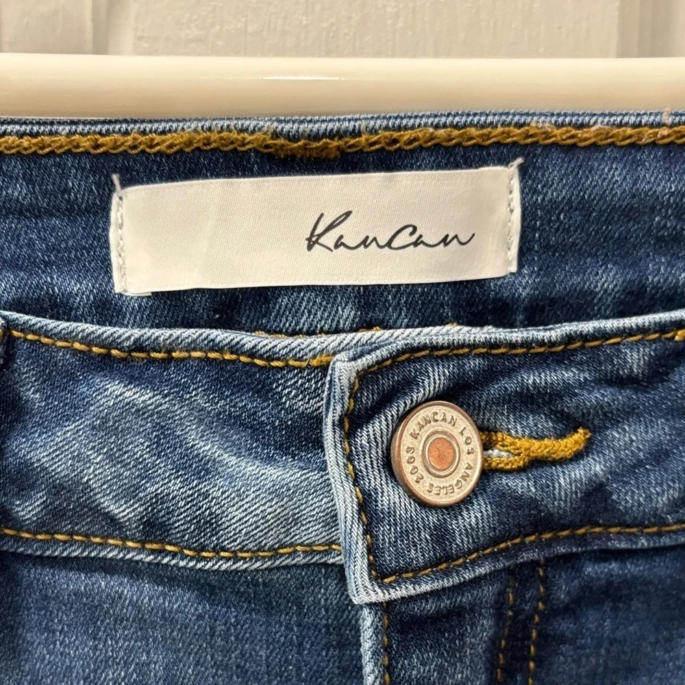 KanCan High Rise Skinny Ankle Jeans Ratana Fringe Hem Distressed Size 13/30 NWOT
